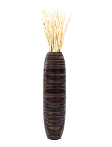 Image of LEEWADEE Large Floor Vase - Handmade Flower Holder Made of Wood, Sophisticated Vessel for Decorative Branches and Dried Flowers, 43 inches, Brown