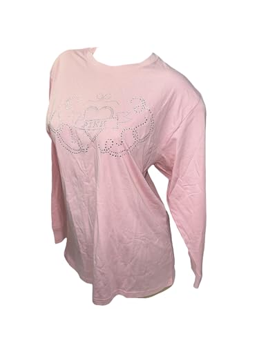 Victoria's Secret Campus-T-Shirt aus Baumwolle, langärmelig, Oversize, Strass, Rosa, Pink Bling, X-Groß Victoria's Secret Campus-T-Shirt aus Baumwolle, langärmelig, Oversize, Strass, Rosa, Pink Bling, X-Groß