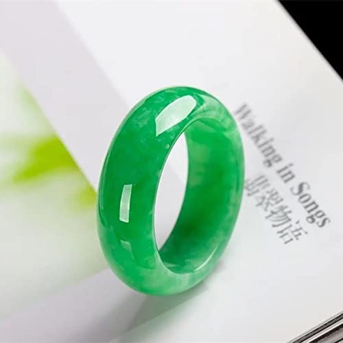 Anello di giadeite naturale al 100% Uomo Donna Anelli di pietra di giada smeraldo Accessori di gioielli di moda Anello di giada certificato verde Regali maschili (Colore gemma : Diametro interno 21mm