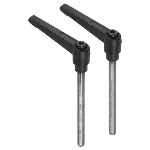Image of uxcell 2pcs Clamping Lever Handles, M8 x 80mm 304 Stainless Steel Threaded Male Stud, Adjustable Handles Locking Quick Release Ratchet Push Button Bolt Knobs, Black