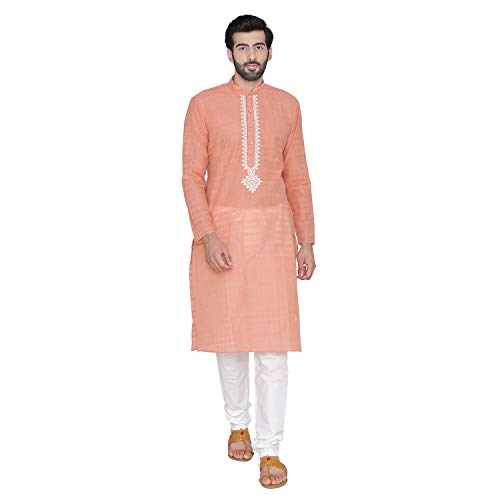 Image of Manyavar Plain Self Textured Kurta Set for Men