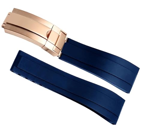 Bracelet de montre en caoutchouc 21 mm bleu pour montre sport homme