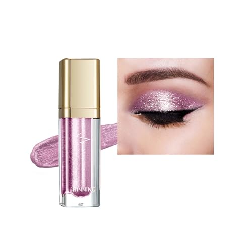 Liquid Glitter Eyeshadow Pink, Highly Pigmented Metallic Shimmer Eyeshadow, Long Lasting, Quick-Drying Metallic Eye Shadow Waterproof Sparkly Pink Eye Shadows Eyeliner Pen,Blendable Eyes Makeup(pink)