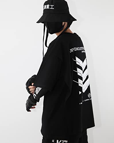 Niepce Inc Streetwear Cyberpunk Elbow Sleeve Graphic Tees Men3