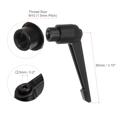 Image of HARFINGTON 8pcs Adjustable Clamping Lever Handles M10 Female Thread Knobs Rotating Screw Locking Quick Release Ratchet Push Button Handle, Black