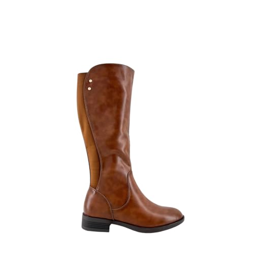 MODELISA   Botas Altas Diseño Clásico con Elástico Lateral Tacón Bajo para Mujer (Camel, Una talla, Sistema tallas calzado EU, Adulto, Mujer, Números, mediano, 36)