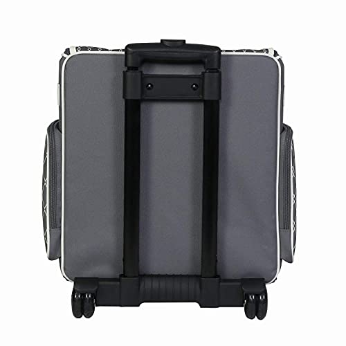 Everything Mary Wheeled Scrapbook Tote for Scrapbooking & Art - Travel Organizer Storage Bin for Paper, Glue, Tape Grey/White Diamond