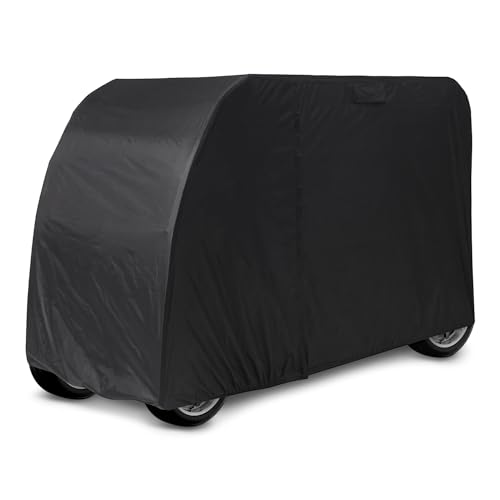 Amazon Basics Golf Cart Cover Water-Resistant Oxford Fabric Golf Cart Cover 3 Zippered Doors Fits EZGO Yamaha Club Car 2/4 Passenger