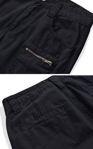 AKARMY Cargo Pants for Men Casual Outdoor Cotton Hiking Y2K Work Pants with Multi Pockets 8612 Black 384