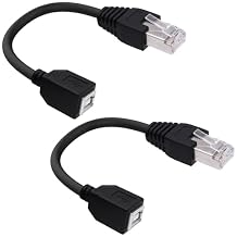 USB 2.0 B to RJ45 Adapter Connector Cable USB Type B Female Jack to RJ45 Ethernet Male Printer Extension Cable for Scanner HDD-15cm,2PCS
