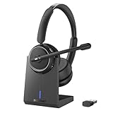 SKYCOMET Wireless Headset with Mic for Work, Bluetooth Headphones with Microphone, Wireless Headset with USB Dongle for Work/Home/Call Center/PC/Computer/Zoom/Teams