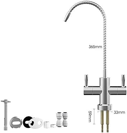 Grifo de cocina cepillado con rotación de 360°, filtro de agua RO para fregadero, sistema de agua potable de ósmosis inversa de 1/4 pulgadas, fácil instalación, diseño duradero y elegante.