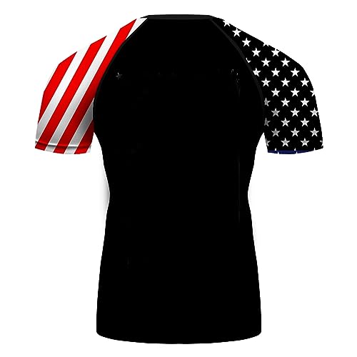 Add Your Text US Flag Rash Guard Shirts Personalized Patriotic Custom Men's UPF 50+ Sports Workout Compression Shirt2