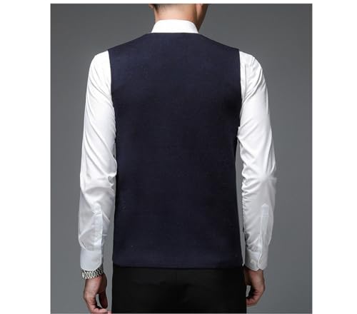 Men's Autumn Winter V Neck Knit Cardigan Vest Sleeveless Sweater Classic Casual Slim Fit Knitted Waistcoat Tops4
