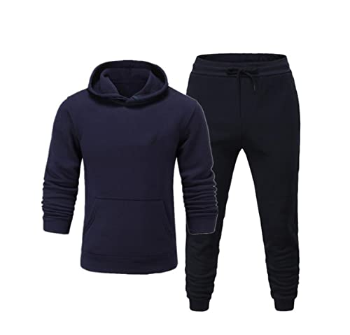 Ensemble pantalon et pull à capuche pour homme vêtement de sport décontracté couleur bleu marine