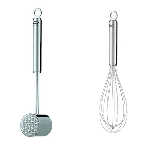 RÖSLE Fleischhammer, hochwertiger Hammer zum Klopfen von Fleisch, Edelstahl 18/10, hochglänzend/matt & Schneebesen, hochwerti