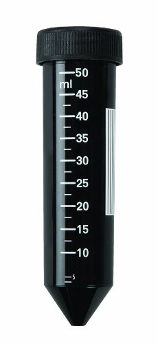 50 mL Conical Centrifuge Tubes with Flat Screw Cap and Imprinted Graduations, Sterile, Polypropylene, Black (Pack of 500)