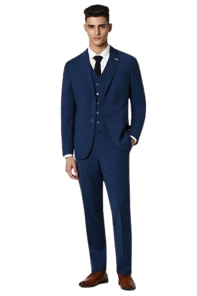 VYOM Enterprise Men's Slim Regular Fit 3 Pieces Suit Set Notch Lapel Suit with Double Breasted Waistcoat Crocodile (34, Light Navy Blue Color)-picture-18