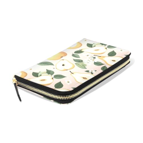 Long Wallets Leather Bifold Wallet for Women Pear Blossom with Zipper Credit Card Holder Large Capacity3