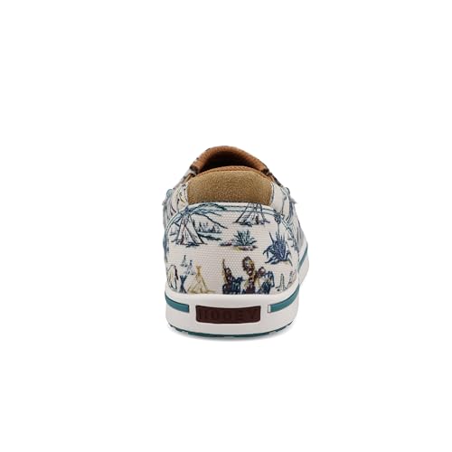 Twisted X Kid's Hooey Slip-On Loper, Moc Toe, Ivory & Turquoise, 3 M3