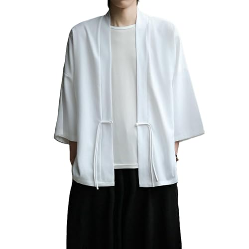 Cardigan d'été en soie glacée homme - Chemise Hanfu respirante style chinois extensible