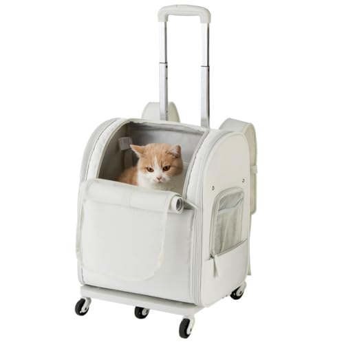 TAYTHIペットキャリーバッグ 猫キャリーリュック キャスター付き 犬猫用 ポータブルカート 折りたたみ 省スペース タイロッド付き クッション付き 旅行 通院 散歩 緊急避難 アウトドア 通気性 携帯便利飛び散り防止、お出かけに便利、ペット用、中型犬、