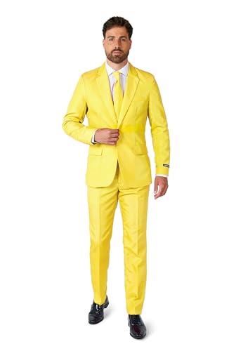 Suitmeister Men Suit Jogo de calças de fato de negócios para homem, amarelo maciço., XL