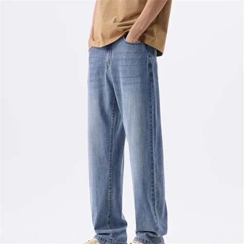 Men's Summer Thin Denim Jeans Loose Fit Vintage Style Korean Fashion Straight Casual Trousers3