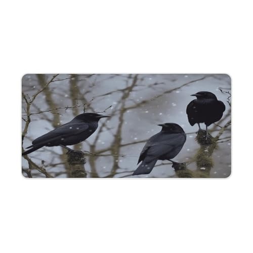 Black Crow Birds Desk Pad con base de goma grande