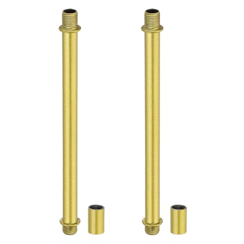 Image of PATIKIL Straight Pipe Lamp Stems Rod Kit, 2 Set M10 Carbon Steel 150mm(5.91 inch) Long Double End Thread Rod with Coupling Nuts Sleeve Connector for Table Lamps Chandeliers,Sand Gold