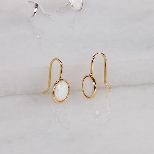 Created Opal, Pearl, or Abalone Drop Dangle Earrings for Women - 14K Gold Plated or 925 Sterling Silver Plated - Hypoallergenic, Safe for Sensitive Ears3