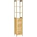 kleankin Estantería de Baño de Bambú Armario Alto para Baño con 3 Estantes y 1 Puerta Mueble Columna de Almacenaje para Salón Cocina 34x30x173 cm Natural