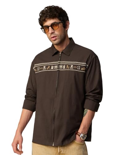 Chemise décontractée coton lin homme marron foncé Nomad manches longues vêtement de bureau