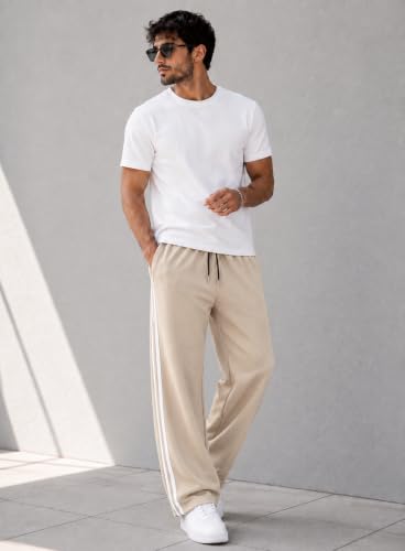 Image of ENDEAVOUR WEAR Men's Baggy Striped Relaxed Oversized Fit Track Pants | Cotton Rich Fabric | Straight Loose Fit Non-Cuffed | Gym, Streetwear & Casual Comfort Track Pants Lounge Pants
