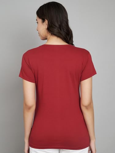 Image of Women Cotton Regular Fit Round Neck T-Shirt (Simply)