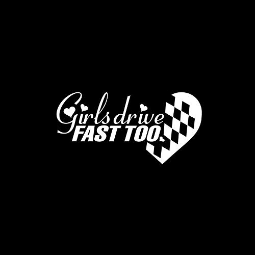 ZCZWQ Stickers Girl driving is also fast vinyl pose flower sticker truck funny heart black/silver (Color : Silver)