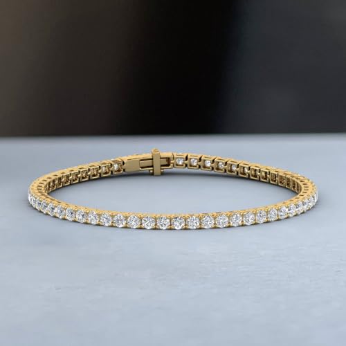 Image of 2 to 7 Carat Natural Diamond Tennis Bracelet for Women in 14K Gold (7 Inch) - IGI Certified (I1-I2 Clarity)