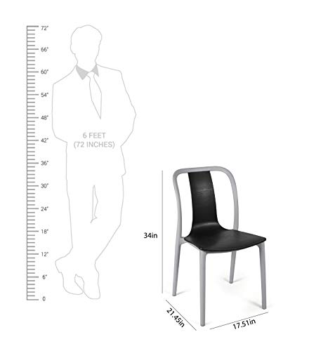 Image of Cello Cheer Chair Set Pack of 2 - Black, Grey | Strong and Durable | Easy to Clean | Chair for Living Room, Bed Room, Kitchen, Office Room, Outdoor | 3 Years Warranty