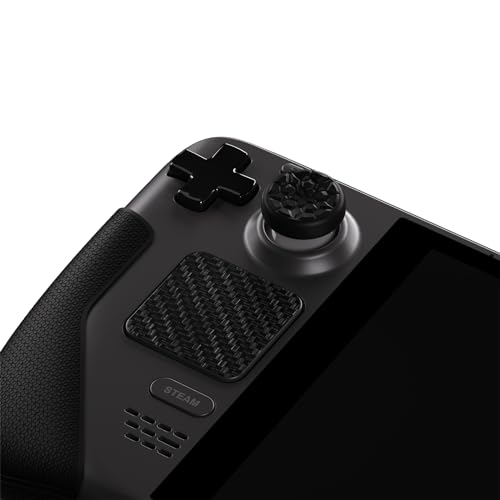 Image of PlayVital Premium Split Handle Grips Soft Rubber Grip Pads for Steam Deck LCD & OLED, Trackpads Skin Grip Trigger Back Button Grip Stickers Set with Thumb Grip Caps - Hexagonal Diamond Textured Black