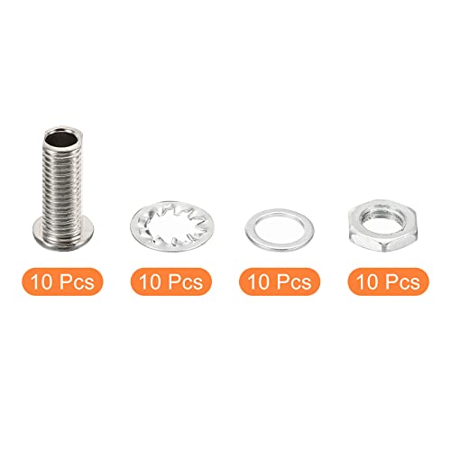 PATIKIL M8x19mm Round Head Hollow Screw Bolts, 4 in 1 / 40Pieces Through Hole Bolt Chandelier Fasteners with Hex Nut and Gasket - Image 3