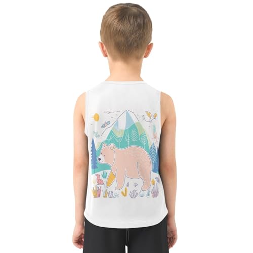 Boys Tank Top Shirts Cartoon Bear Animal Sleeveless T-Shirts Crew Neck for Kids Clothing Children3
