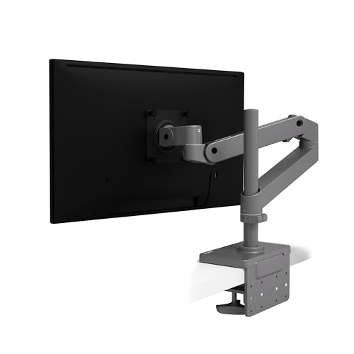 Ergotron – LX Pro Premium Monitor Arm, Single Monitor Desk Mount – fits Flat Curved Ultrawide Computer Monitors up to 34 Inches, 4 to 22 lbs, VESA 75x75mm or 100x100mm – Tall Pole, Dark Grey