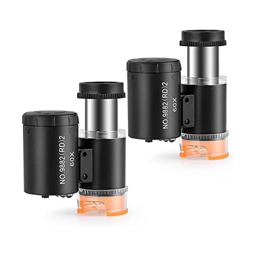 顕微鏡装置 2個のライトポータブルマグニフィングガラス付き60xミニポケット顕微鏡