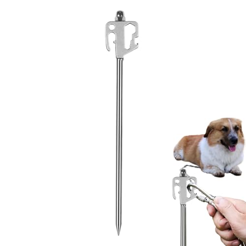 Piquet d'attache pour Chien, Piquet à enfoncer dans Le Sol pour Attacher Votre Chien, Acier Inoxydable Anti-Rouille 360 Degrés pour Camping Jardin Voyage