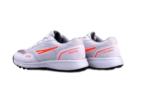 JS Sports SEGA Mens Cricket Shoes Sports Shoes-Running,Walking, Training,Gym for Men’s (White) Outdoors for Men (White)