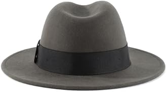 Home Prefer Mens Wool Fedora Hat with Band Classic Wide Brim Fedora Hat for Men Women Panama Dress Hat