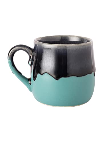 Image of MIAH Decor Handcrafted Studio Pottery Ceramic Coffee Mugs Cum Serving Chai Tea Cups Set (Set of 6, Grey & Green)