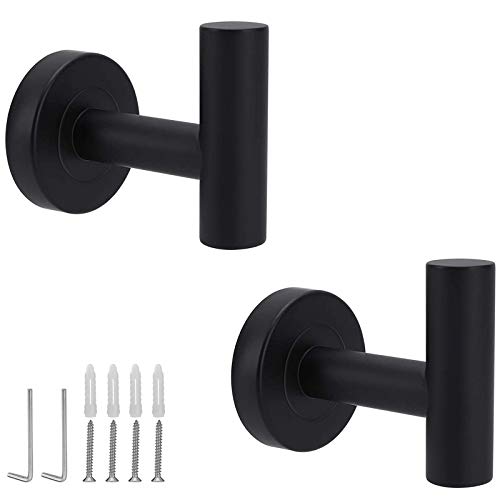 Towel Hooks, Mavel 2 Pack Bathroom Hooks SUS304 Matte Black Wall Hooks Heavy Duty Coat Hooks Robe Hook Wall Mounted Towel Hanger for Bathroom Kitchen Washroom Restroom Towel Hooks, Mavel 2 Pack Bathroom Hooks SUS304 Matte Black Wall Hooks Heavy Duty Coat Hooks Robe Hook Wall Mounted Towel Hanger for Bathroom Kitchen Washroom Restroom