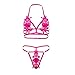 Sexy Lingerie for Women Eyelash Lace Hollow Out Matching Bra and Panty Sets Push Up Lace Bralette 2 Piece Lingerie Set Hot Pink