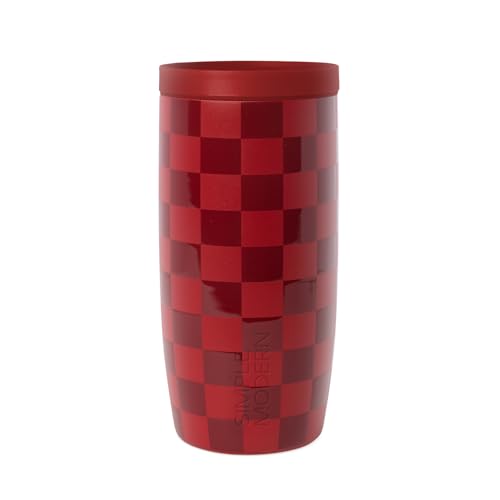 Image of Simple Modern Travel Coffee Mug Tumbler with 360 Lid | Ceramic-Lined Insulated Stainless Steel Cold Brew Iced Coffee Cup | Gifts for Women Her Him | Voyager Signature | 16oz | Checkmate Red Cottage